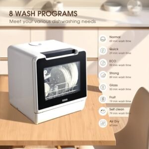 HAVA Countertop Dishwasher with 8 Wash Programs and Portable Design