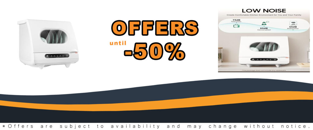 Portable Countertop Dishwasher with 5L Water Tank and High-Temp Function for Effective Cleaning