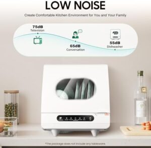 Portable Dishwasher Countertop, Mini Dishwasher with 5 Programs and Dual Spray Technology for Apartments and RVs