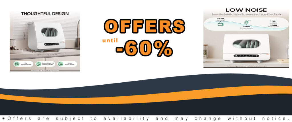 Portable Dishwasher Countertop, Mini Dishwasher with 5 Programs and Dual Spray Technology for Apartments and RVs