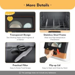 Portable Dishwasher Countertop in Gold - Compact and Efficient Mini Dishwasher