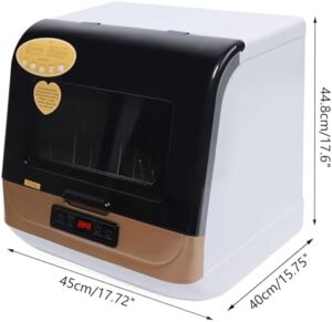 Portable Countertop Dishwasher with 3 Washing Programs, compact design, 360° streak-free cleaning, air-cooled drying