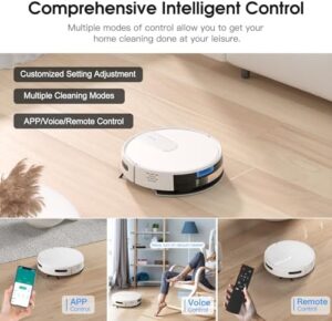Robot vacuum and mop cleaner with advanced 3D obstacle avoidance, 4500Pa suction power, and smart app control