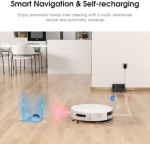 Robot vacuum and mop cleaner with advanced 3D obstacle avoidance, 4500Pa suction power, and smart app control