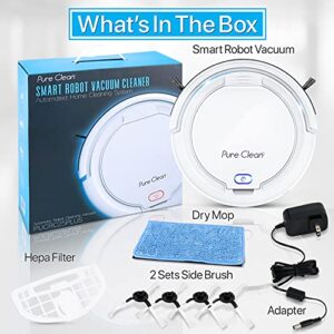 PURE CLEAN Robotic Vacuum Cleaner - Slim, Rechargeable, and Perfect for All Floor Types
