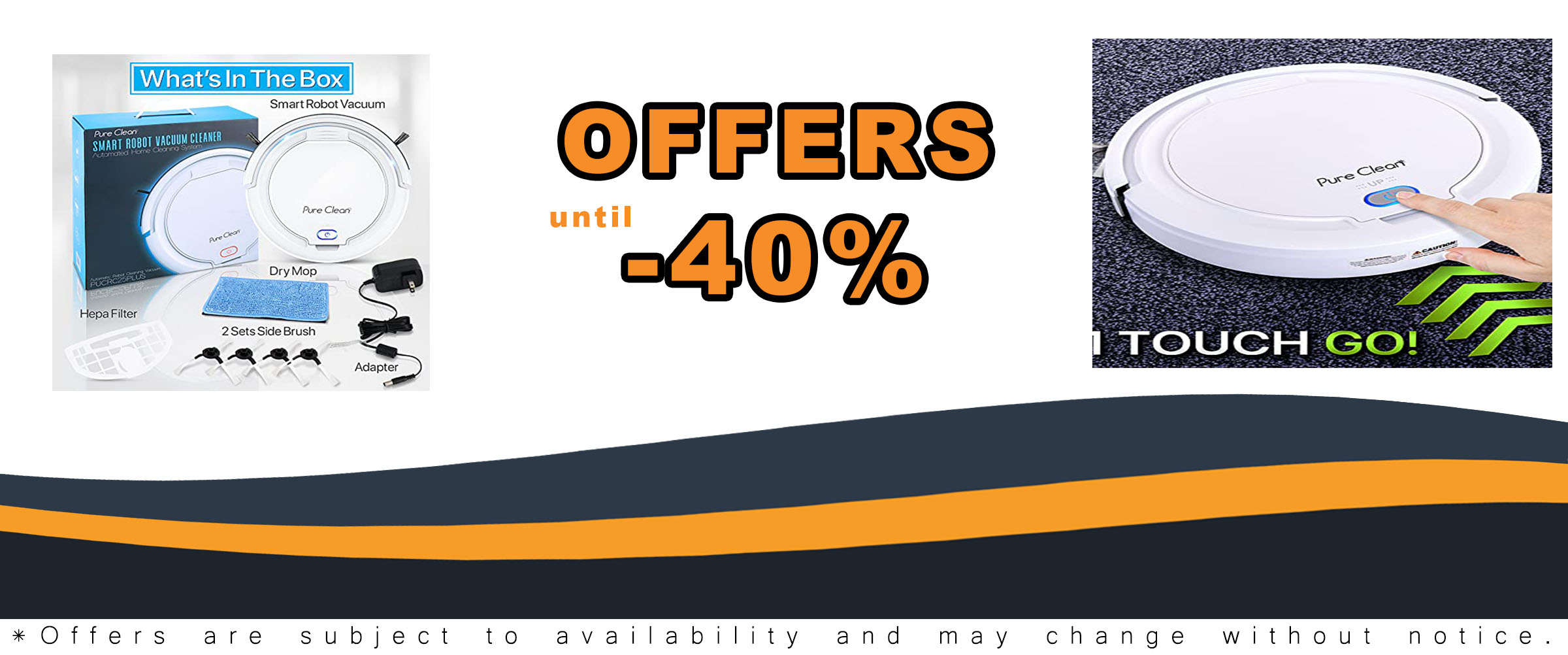 PURE CLEAN Robotic Vacuum Cleaner - Slim, Rechargeable, and Perfect for All Floor Types