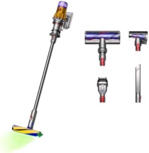 Dyson V12 Detect Slim Cordless Vacuum Cleaner in Yellow and Iron with Laser Illumination