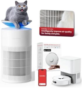 SwitchBot Air Purifiers and K10+ Pro Robot Vacuum in a modern home setting