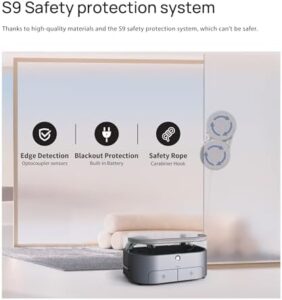 S9 Pro Window Cleaning Robot on a glass window, demonstrating AI path planning and ultrasonic spray technology