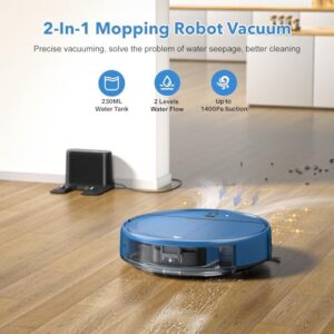 Robot Vacuum and Mop Combo, perfect for hard floors, pet hair, and low pile carpets with strong suction and app control