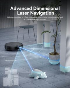 Robot vacuum and mop combo with LiDAR navigation, ultra slim design, and 9000Pa suction 