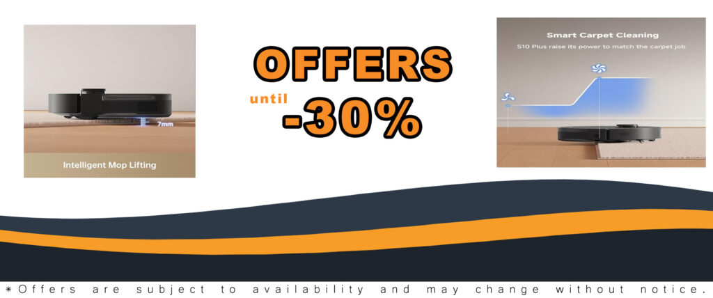Mova S10 Plus Robot Vacuum with self-emptying dock, powerful suction, and advanced navigation system.