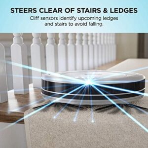 Shark ION Robot Vacuum AV752 in action cleaning a hardwood floor, highlighting its Wi-Fi connectivity and Alexa compatibility