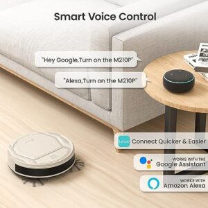 Lefant Robot Vacuum M210P on a hardwood floor, showcasing its sleek design and powerful suction capability  