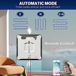 W11 Smart Window Cleaner robot with dual water spray on a window, offering a modern and efficient cleaning solution
