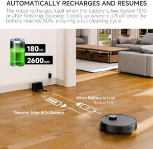 Robot Vacuum and Mop with 360° LiDAR Navigation, 4000Pa Strong Suction for Hard Floors and Carpets
