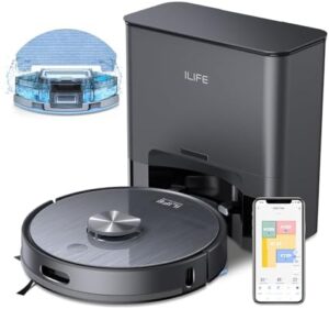 ILIFE T20s Self-Emptying Robot Vacuum and Mop Combo with Self-Emptying Station and Dust Bags