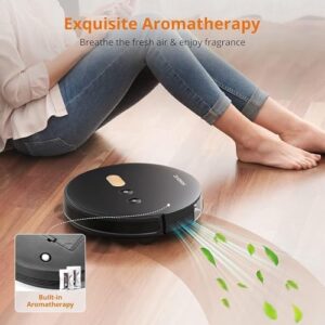2-in-1 robot vacuum and mop combo, with air aromatherapy, cleaning carpets and hard floors  