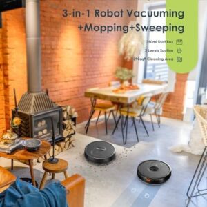 Robot Vacuum and Mop Combo, 3 in 1 mopping robotic vacuum with app and Alexa control, ideal for hard floors and carpets