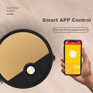 Robot Vacuum Cleaner Smart Household Appliance in Black and Gold, showcasing its sleek design and advanced features.