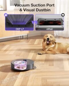 OKP L7 Robot Vacuum Cleaner with LiDAR sensors and ultrasonic carpet detection for efficient cleaning