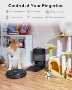 Roborock Q5 Pro+ Robot Vacuum and Mop with Mop Cloth Bundle, showcasing its self-emptying feature and dual cleaning capabilities