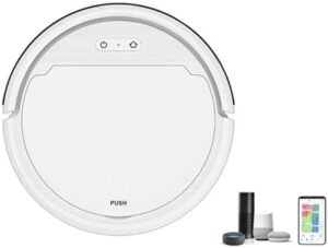 Robot aspiradora y trapeador vacuuming and mopping the floor in a modern living room