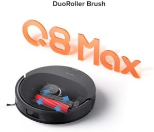 Roborock Q8 Max Robot Vacuum and Mop Cleaner with Main Brush Bundle in action, cleaning floors