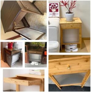 Wood 10 Gal Fish Tank Rack Stand with Smart Sweeping Robot Hidden Cabinet and Acrylic Doors