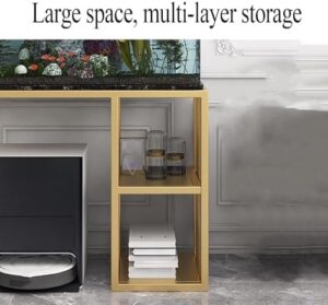 Metal side table with storage, black 70cm, with 3 layers for office, fish tank, and robot vacuum