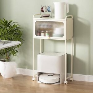 Office Storage Cabinet with Wheels, perfect for organizing your robot vacuum cleaner in the living room or kitchen.