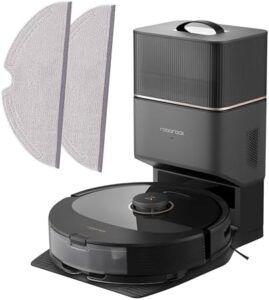 Roborock Q8 Max+ Robot Vacuum and Mop with Mop Cloth Bundle, Self-Emptying, Black