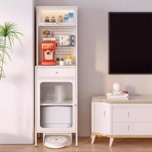 Tall Office Storage Cabinet with Doors and Shelves for Robot Vacuum Cleaner