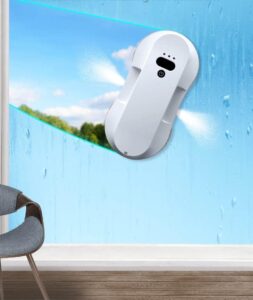 Double Disc Window Cleaner Robot cleaning glass window with automatic water spray