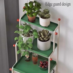 Metal Storage Cabinet on Wheels for Robot Vacuum Cleaner with 3 Tiers, Perfect for Small Spaces