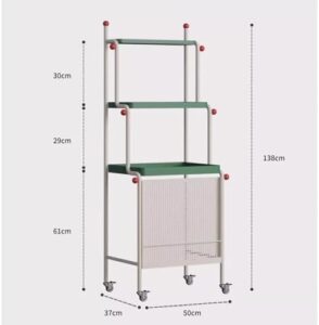 Metal Storage Cabinet on Wheels for Robot Vacuum Cleaner with 3 Tiers, Perfect for Small Spaces