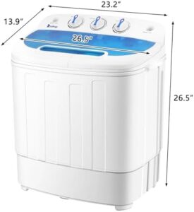 Portable Washing Machine and Dryer in blue color with a 15Lbs twin tub design, ideal for dorms, apartments, and RVs.