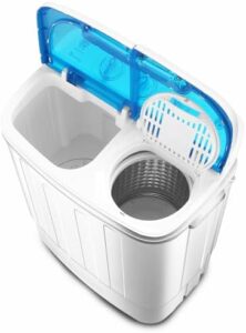 Portable Washing Machine and Dryer in blue color with a 15Lbs twin tub design, ideal for dorms, apartments, and RVs.