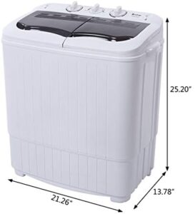 Portable Compact Twin Tub Washing Machine with Built-in Drain Pump and Spin Cycle