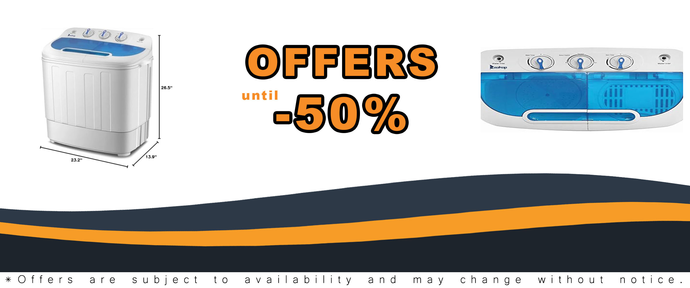300W Rated Wash Input Power Semi-automatic Washing Machine in White & Blue with Twin Tub Design