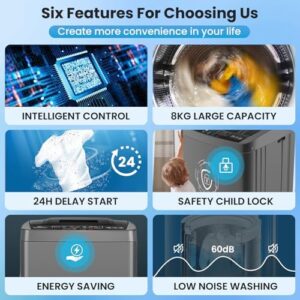 Nictemaw Portable Washing Machine with LED Display and Drain Pump