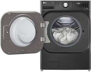 LG WM8900HBA 5.2 Cu. Ft. Black Steel Front Load Washer with advanced features and sleek design