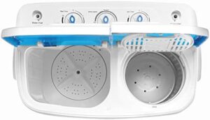 Portable Washing Machine and Dryer Combo with Twin Tub and Drain Pump - Blue