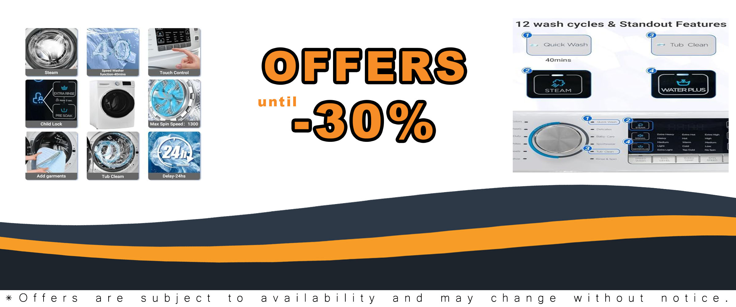 SMETA Washing Machine Front Load 4.5 Cu. Ft with Super Speed and Steam Refresh