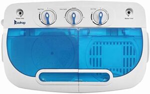 Compact Twin Tub XPB46-RS4 washing machine with built-in drain pump in white and blue