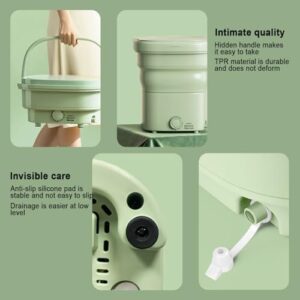 THAMBA Foldable Large Capacity Dormitory Washing Machine in Green, Portable Washer for Clothes and Socks