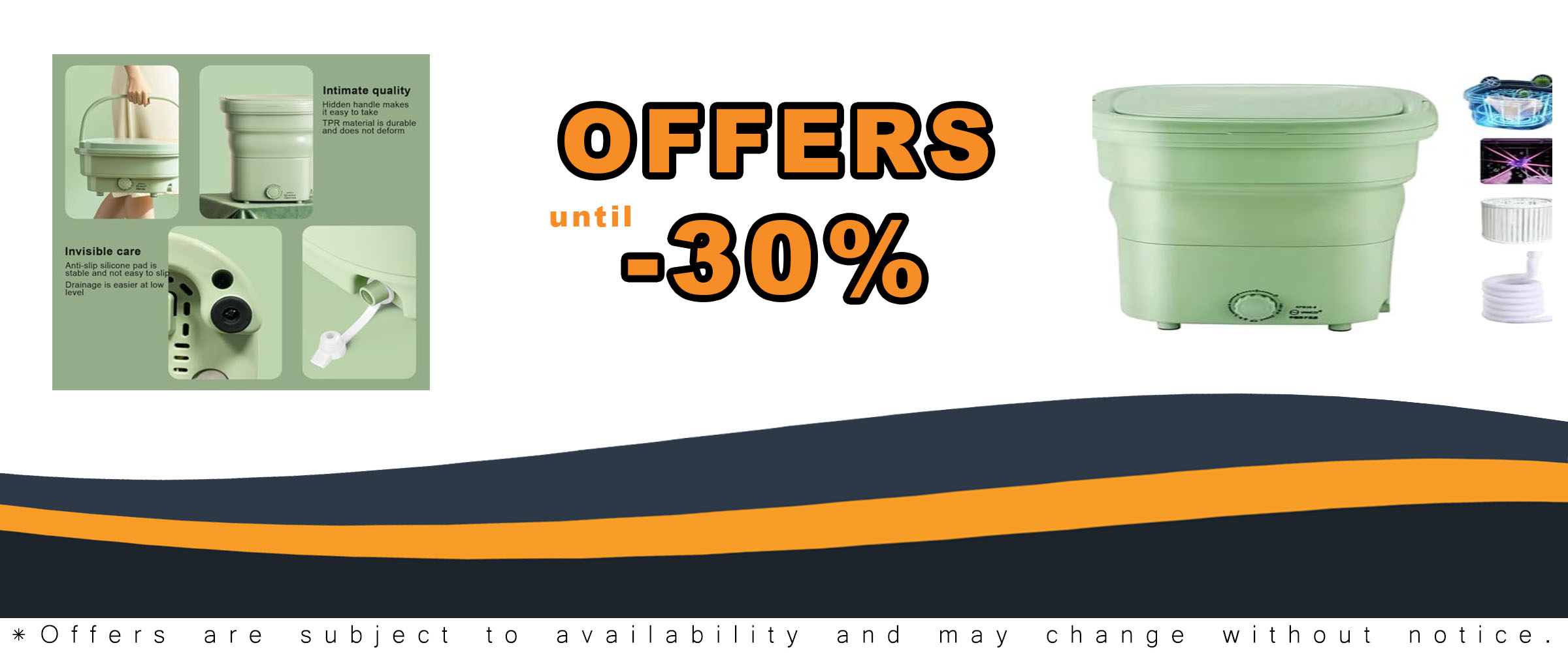 THAMBA Foldable Large Capacity Dormitory Washing Machine in Green, Portable Washer for Clothes and Socks