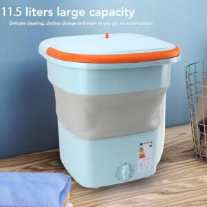 Large Capacity 11.5L Folding Washing Machine with Drain for Home Travel – Portable, Fully Automatic Mini Washer