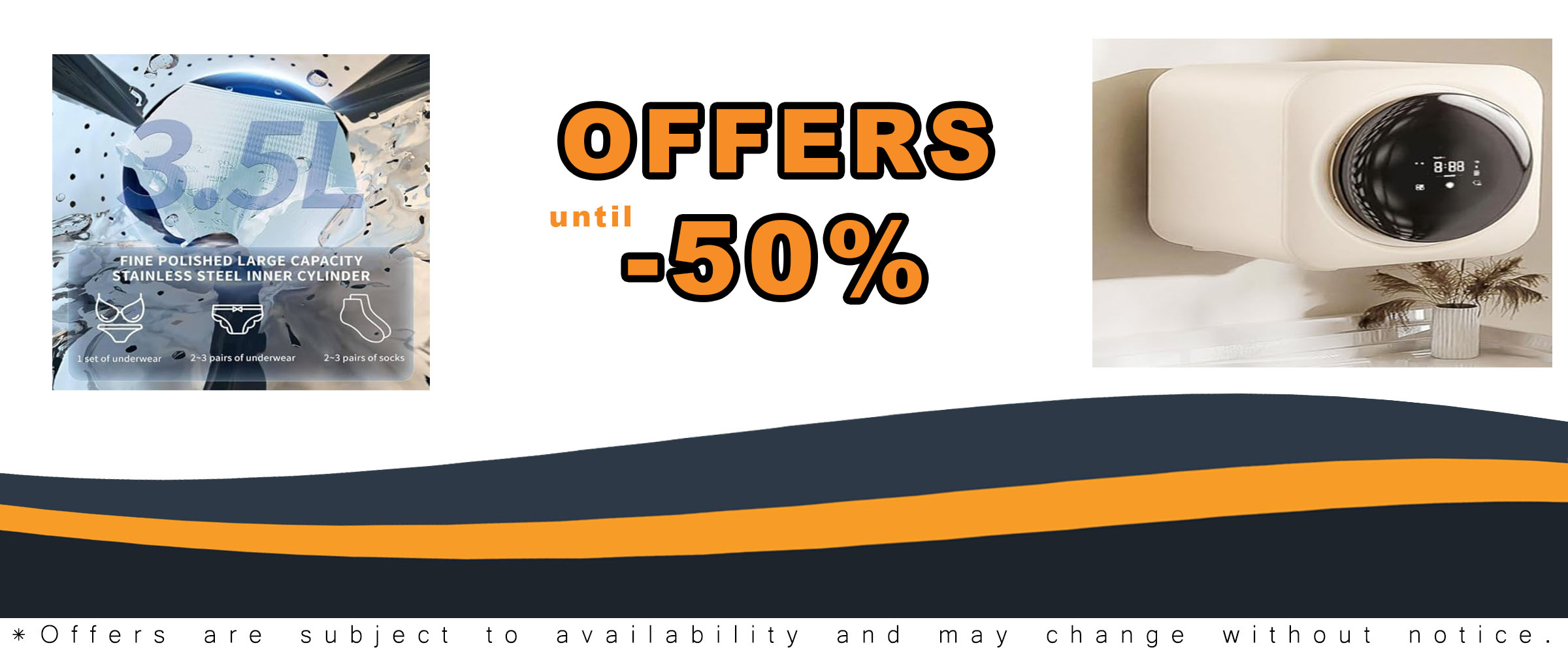 3.5L Fully Automatic Small Mini Washing Machine, wall-mounted, portable tumble dryer, compact design