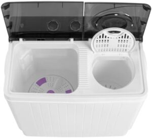 US Specifications Twin Tub 26 lb Semi-Automatic Washing Machine for apartments, dorms, RVs, and camping